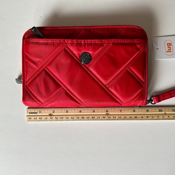 Lug Zeppelin 2 RFID Wristlet Wallet Poppy Red with Houndstooth Interior - Picture 9 of 11